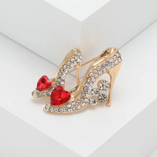 Spille di lusso a forma di cuore in cristallo scarpe col tacco alto spille con strass per le donne ragazza festa di nozze abbigliamento quotidiano accessori regalo