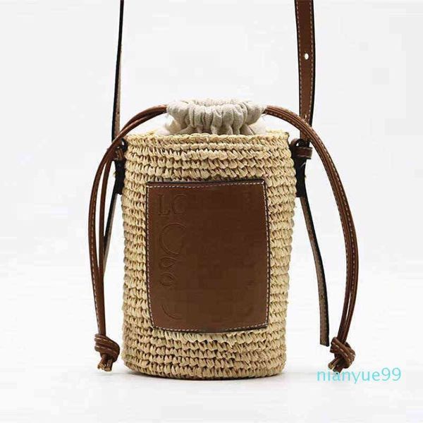 High-Level-Designer-Tasche Handtasche Same Straw Bag Bucket Single Shoulder Slant Span Small Mobile High Sense Freizeit Bags253h