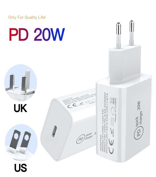 18W20W PD Schnellladegerät Schnellladung TypeC Home Power Adapter für Smartphone USEUUKIN Stecker mit Einzelhandelsbox8148816