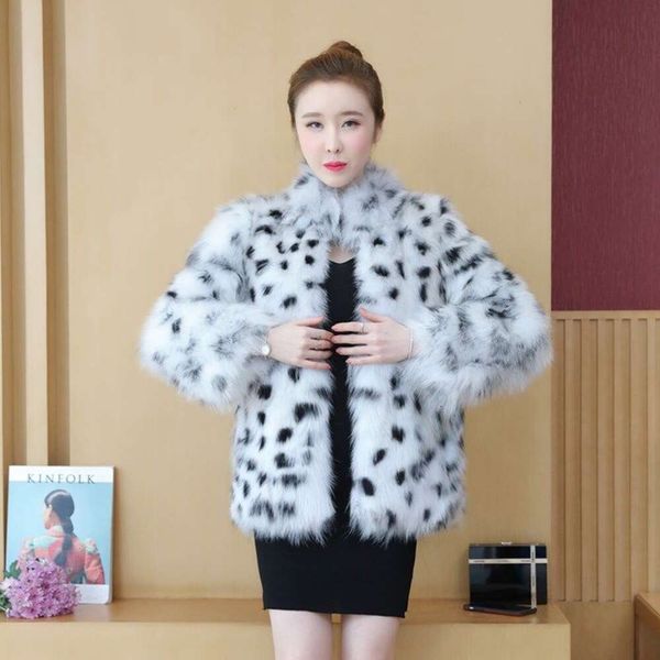 PP Fox Fur Grass Coat Inverno Feminino Comprimento Médio 2023 Jovem Novo Haining Imitação de Pelúcia Grande 748726