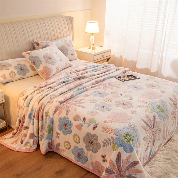 Doppelseitig gepolsterte karierte Decke für Schlafzimmer, Winterwärme, einzelne Fleecedecken, Couverture de lit chaud hiver maison 240304