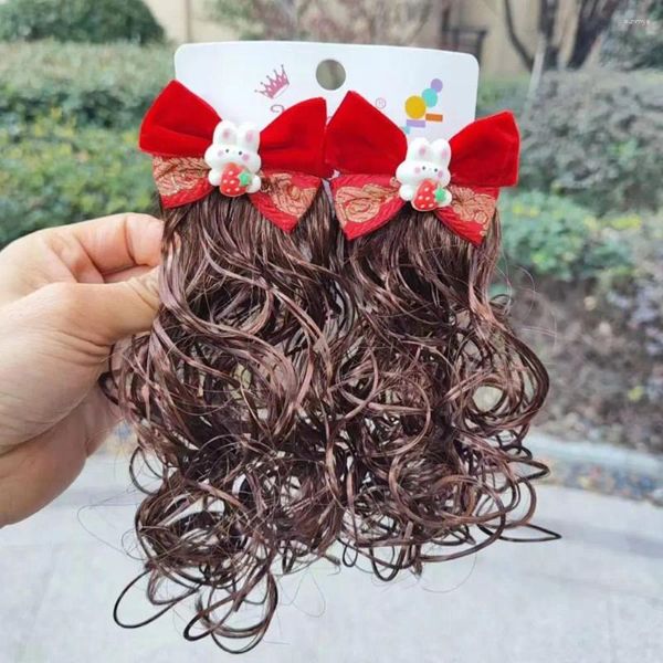 Accessori per capelli Estensione Fluffy Party Copricapo quotidiano per bambini Parrucca rossa per capelli Forcina Fiocco per bambini Fiocco per capelli