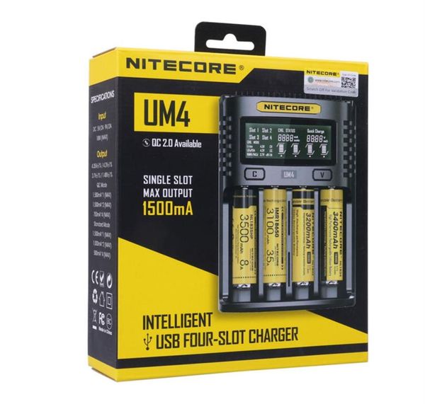 Зарядное устройство Nitecore UM4, интеллектуальная схема, Global Insurance liion 18650, 21700, 26650, зарядное устройство для аккумуляторов с ЖК-дисплеемsa454001569