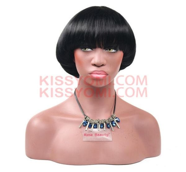 Curto Natural Preto Barato Cogumelo Penteado Mulheres Peruca Resistente Ao Calor Perucas de Cabelo Sintético Lolita Drag Party Celebridade Wig5287619