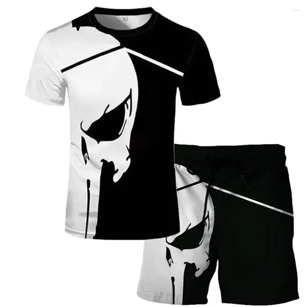 Männer T-Shirts Mode 3D Gedruckt Schädel Grafik Männer Frauen Hemd Und Hosen Skeleton Sommer Kurzarm Casual T-shirt Tops Tees