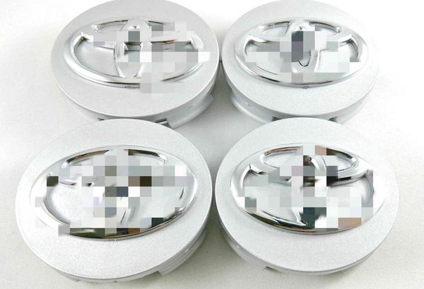 SET DI 4 COPRIMOZZO CENTRALE PER RUOTE BASE ARGENTO LOGO CROMATO 62MM / 2 1/2