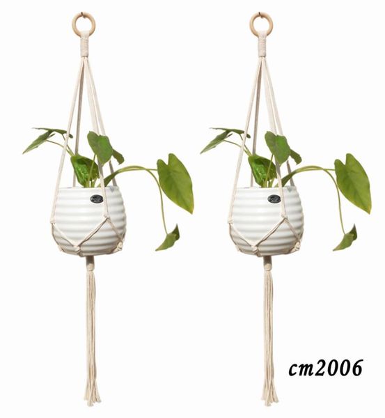 Macrame planta cabide artesanal corda de algodão plantador vaso titular pendurado cesta interior ao ar livre tapeçarias boho casa decor9000223