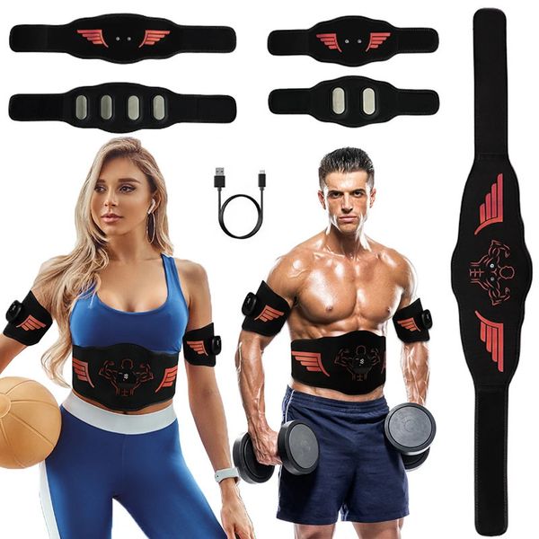 EMS Muskelstimulator Bauchstraffungsgürtel Arm-Bein-Muskeltoner USB-Aufladung Körperformung Abnehmen Fettverbrennung Fitness Unisex 240220