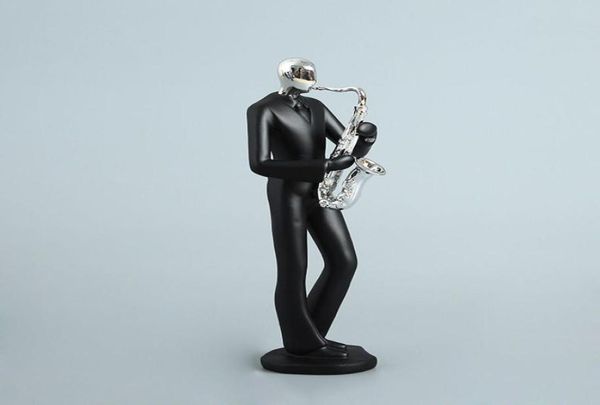 Novidade Jogos Artesanato Escultura Abstrata Moderna banda de música Saxofone jogador figura modelo Estátua Arte Escultura Estatueta de Resina Casa Dec8234028