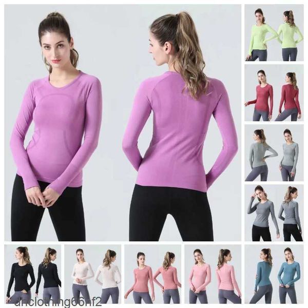 Damen lu lu-008 Yogabekleidung Swiftly Tech Damen-Sport-T-Shirts Langarm-Outfit T-Shirts feuchtigkeitsableitender Strick hochelastisch Fitness Sonnenschutzdesign 50ess LSY0