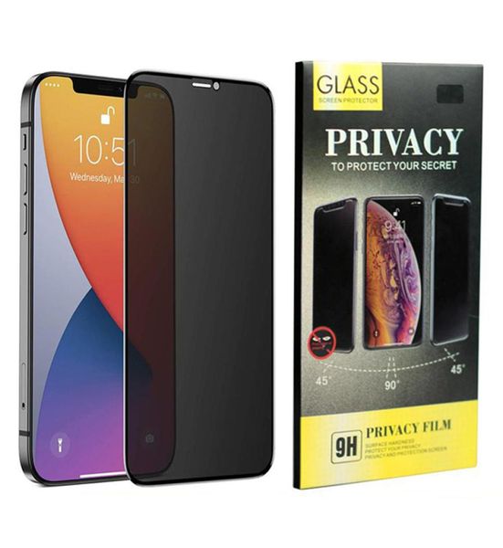 Vollkleber-Displayschutzfolie aus gehärtetem Glas mit schwarzem Rand für iPhone 12 Mini 11 Pro XS Max XR SE2 Xiaomi 9H-Härte Antispy P9659331