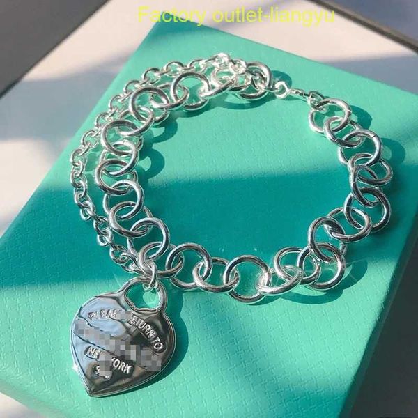 Collana con ciondolo in argento di design Bracciale hip-hop alla moda in argento sterling 925 con doppio strato Bracciale Di Jiafeng trasmesso in diretta tiffanans