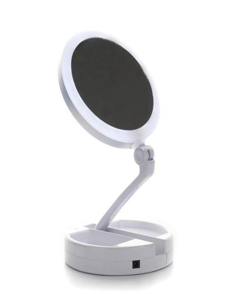 Specchio pieghevole Specchio per trucco a LED Vanity Compact Make Up Specchi tascabili Vanity Specchio cosmetico a mano Lenti d'ingrandimento 10X5654670