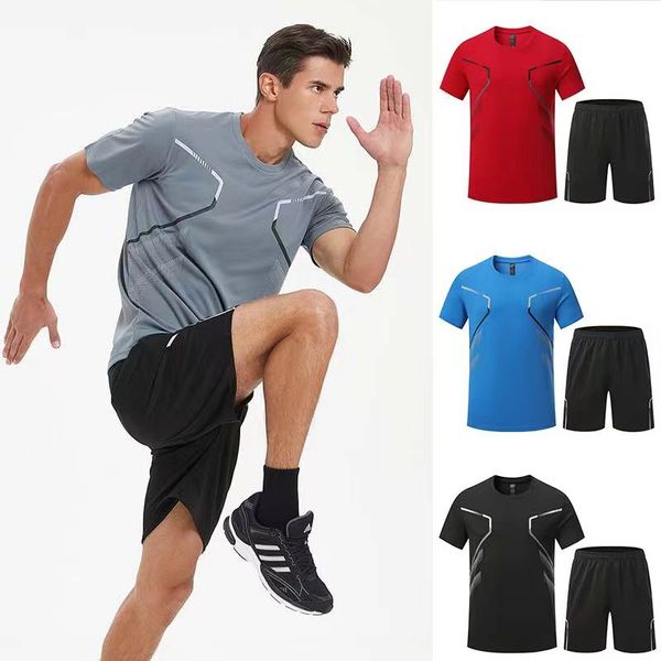 Mens Tracksuits Tech Set Designer Tracksuit Camisas Shorts Two-Peça Fitness Terno Imprimir Secagem Rápida Verão Manga Curta Sportswear Basquete Futebol T-shirt Basculador