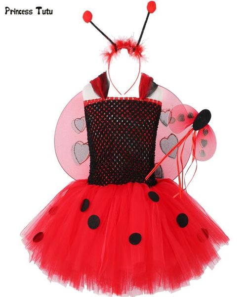 1 conjunto joaninha tutu vestido bebê menina vestido de festa de aniversário crianças halloween lady bug traje roupa joaninha meninas fantasia vestir-se 114 t6702790