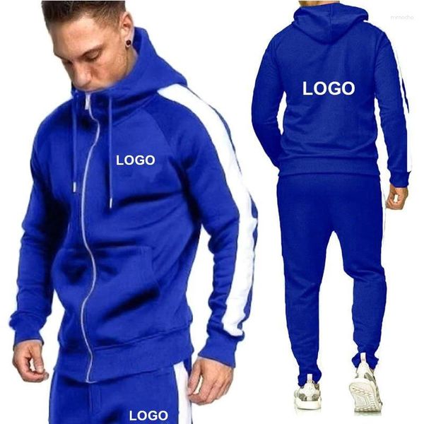 Homens Tracksuits Outono Homens Tracksuit Logotipo Personalizado Hoodies Corredores Calças 2 Peça Outfits Running Jogging Sports Wear Hooded Sweatsuit