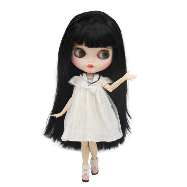 Boneca ICY DBS Blyth 16 bjd com boca aberta, cabelo preto liso, pele branca personalizada, rosto fosco, corpo articulado 240229