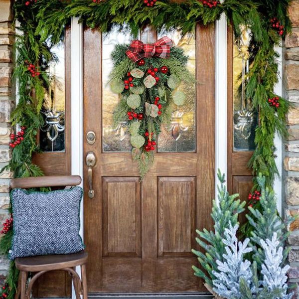 Рождественские украшения Искусственный каплевидный венок Дверь Swag Искусственная сосна Swag Прочный дом Праздник Свадьба Iintel Стена Декор для камина