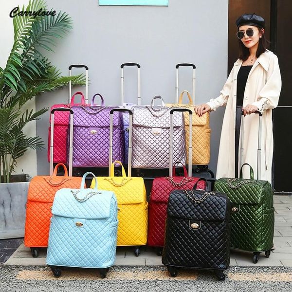 Bavullar 20 inç kadın kabin deri bagaj çantası arabası ladies2814 için seyahat