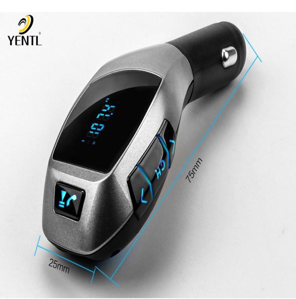 YENTL Bluetooth Car Kit Mp3 Player Transmissor FM X5 USB TF Carregador Mãos Música Mp3 Usb Player Áudio para Smartphone X52025194