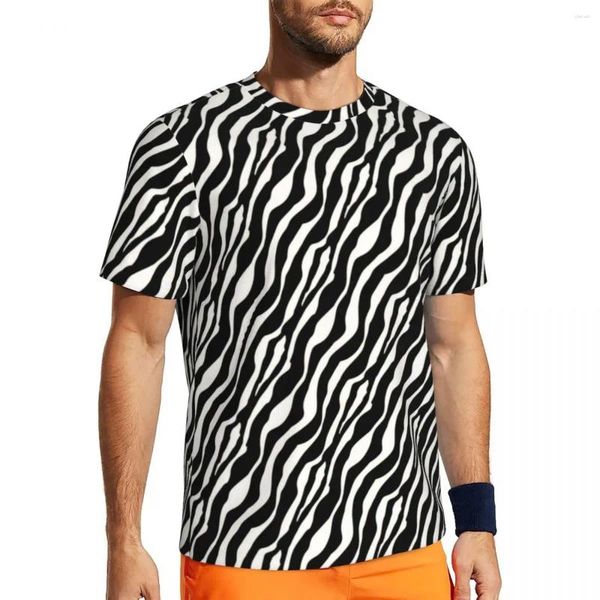 Camiseta masculina listras zebra correndo camiseta preto e branco na moda legal masculino y2k engraçado tshirt verão manga curta design tees