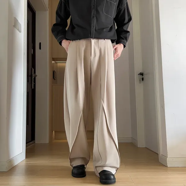 Männer Hosen 2024 Herbst Winter High Street Durchhängen Gerade Bein Breit Ende Anzug Männer Einfarbig Mode Casual Hosen