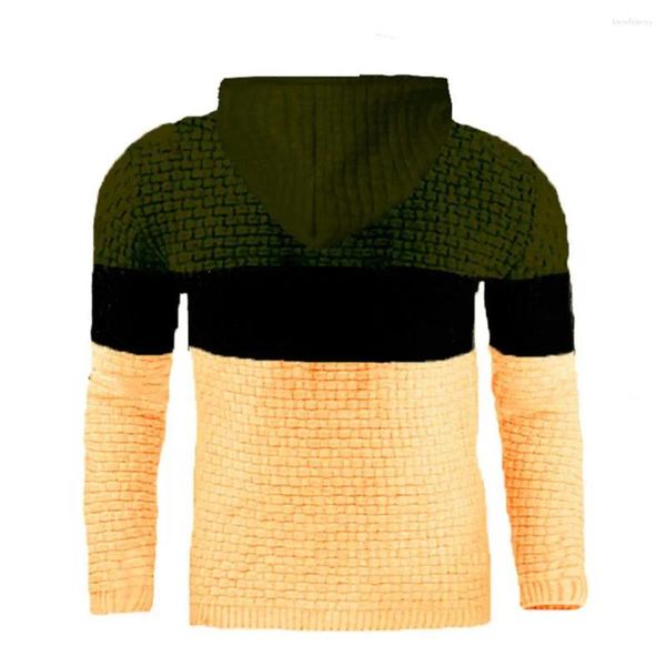 Herren-Kapuzenpullover, Farbblock-Oberteil, Kapuzenpullover mit Kordelzug, lange Ärmel, elastisch, mittellang, Sport für Herbst und Winter, warm, warm