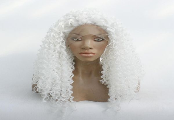 Модный натуральный мягкий белый парик белого цвета, белый кудрявый вьющийся парик спереди, бесклеевой синтетический вьющийся парик для женщин, термостойкий6884712