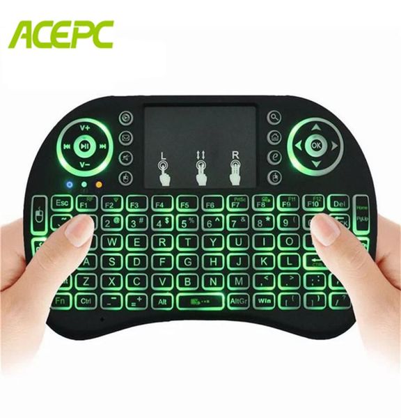 I8 mini teclado 24ghz sem fio air mouse touchpad para android tv box pc backlight com russo inglês keyboard5155739