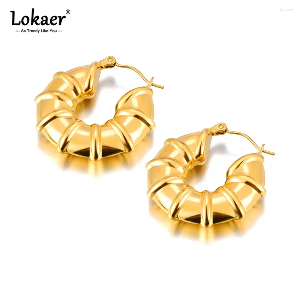 Çember küpeler lokaer moda 18k altın kaplama paslanmaz çelik kişiselleştirilmiş parti mücevherleri 30mm su geçirmez kadınlar için huggie e23211