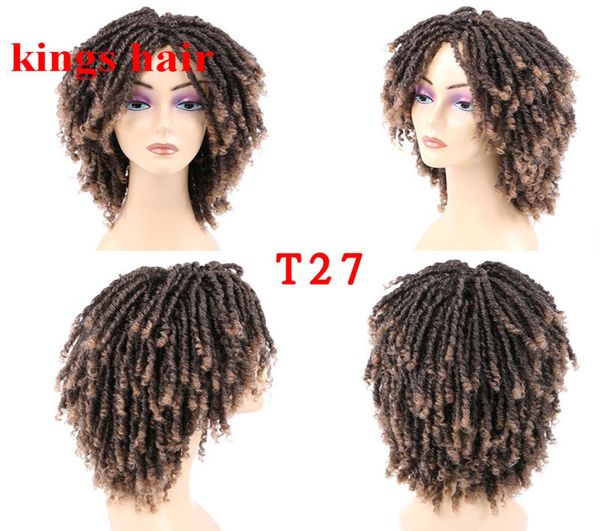 Parrucca riccia Dreadlock da 6 pollici Corta nera naturale 1b 30 Ombre marrone per donne e uomini bianchi neri Parrucca sintetica riccia afro6075064