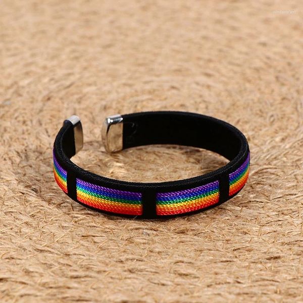 Pulseira Lésbicas Gays Bissexuais Pulseiras Arco-Íris Pulseira Aberta para Casal