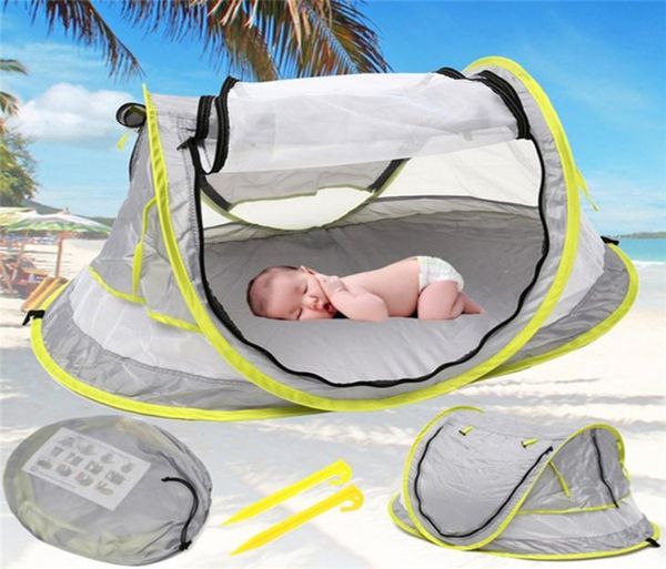 Ao ar livre viagem do bebê cama de acampamento portátil bebê praia tenda upf 50 sol abrigo ultraleve bebê viagem tenda popup mosquiteiro net8280614