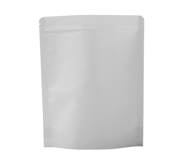 Çeşitli Boyutlar 100 PCS Gözyaşı Notch Yeniden Ayarlanabilir Kalın Stand Zip Kilit Poşeti Beyaz Kraft Kağıt Torba Kahve Çekirdekleri Gıda Depolama4072841