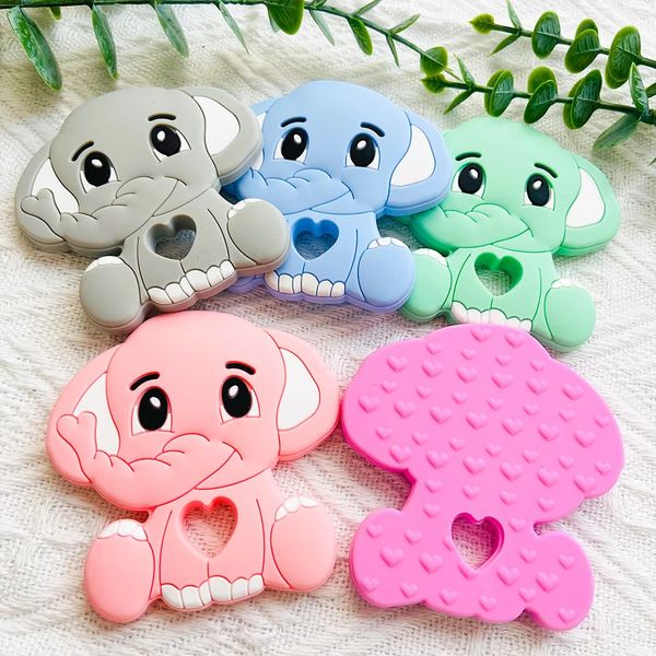 510 pçs silicone mordedores contas elefante animal grau alimentício dentição brinquedos diy chupeta corrente acessórios presentes do bebê 240226