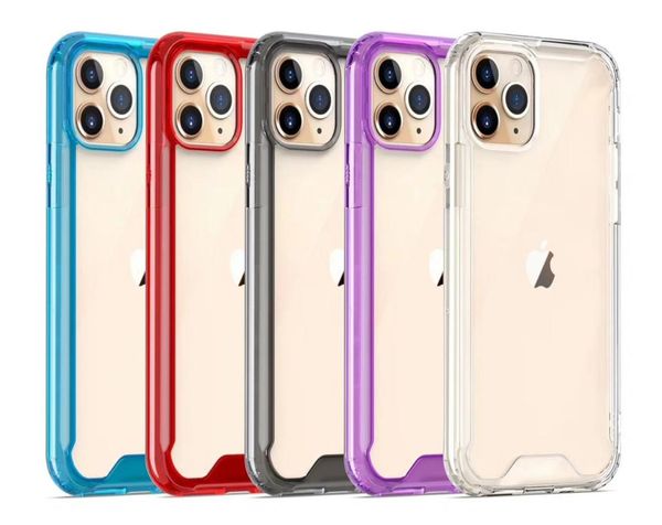 Capa de acrílico transparente TPU PC AntiShock Phone Cases para iPhone 13 12 Mini 11 Pro Max XR XS 6 7 8 Plus Samsung S20 S21 Ultra A12 A32 A9502654