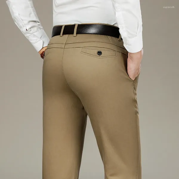 Pantaloni da uomo di alta qualità di marca dritto kaki casual stile classico business moda pantaloni elasticizzati abbigliamento maschile