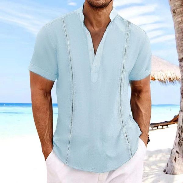 Camiseta masculina floral manga comprida blusa masculina camisa cor sólida casual manga curta lapela slim fit túnica
