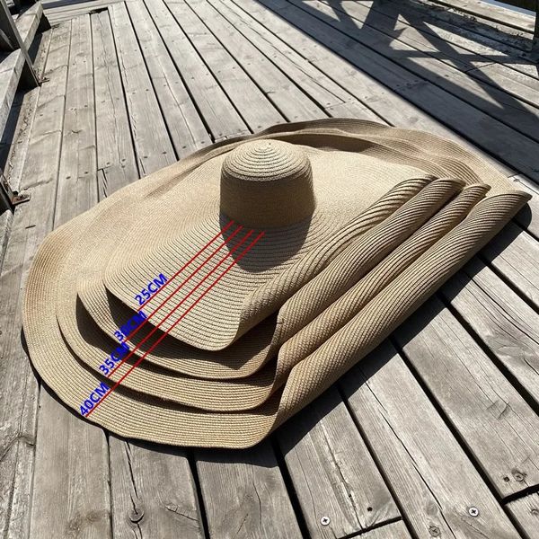 01812-shi goccia cripto tessuto desige estate grande vento tesa di carta signora berretto da sole donna tempo libero vacanza cappello da spiaggia 240226