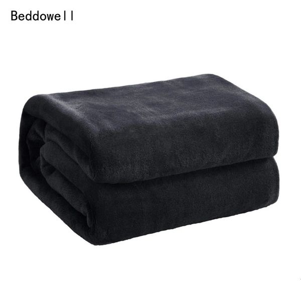 Primavera Inverno Coperta di flanella Soffice caldo Morbido Copridivano Copriletto Solido Blu Nero Corallo in pile Coperte di peluche per letti 240304