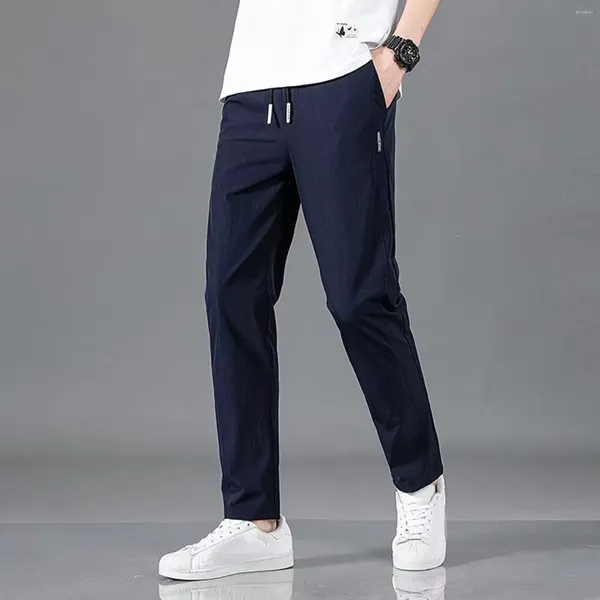 Calças masculinas macias calças masculinas com bolsos profundos solto ajuste casual jogging para correr treino treinamento basquete