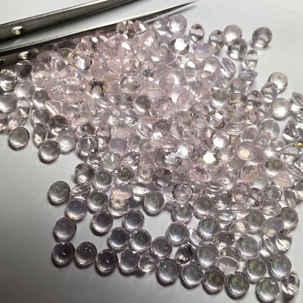 Diamanti sciolti Meisidian Una pietra di quarzo rosa rosa naturale a taglio rotondo di qualità da 6 mm per la creazione di gioielli