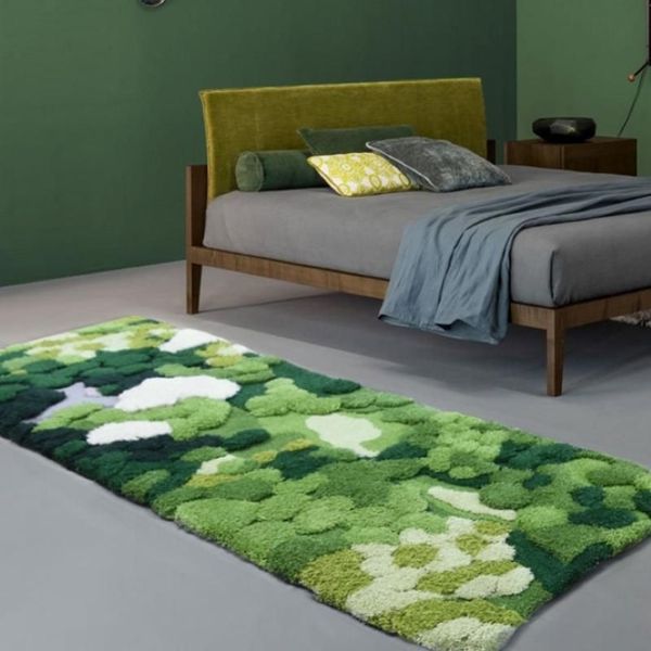 Pequena floresta artesanal 3d área tapete estilo nórdico corredor verde decoração crianças quarto piso mat233v