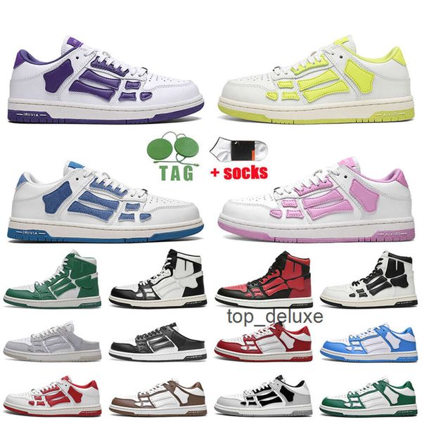 AMIRI Amirir Amir Вы Designer de moda Skel Top Low Shoes Court Roxo Volt Denim Rosa Branco Preto Ginásio Vermelho Criado Toe Pinho Verde Plataforma Mocassins Sneaker amirliness am