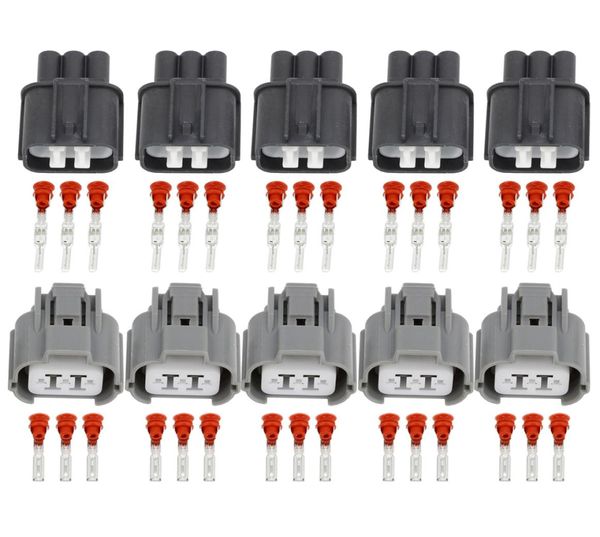 5 conjuntos de 3 pinos conector automotivo farol ajuste altura do motor soquete conector do carro com terminal djf7037z211212400386