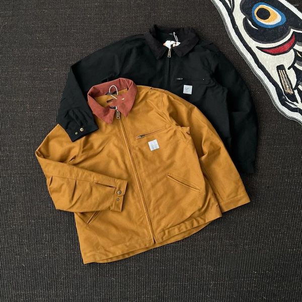 Männer Jacken Detroit Amerikanischen Frühling Und Herbst Leinwand Flip Kragen Arbeitskleidung Harte Koreanische Mode Streetwear Männer Jacke