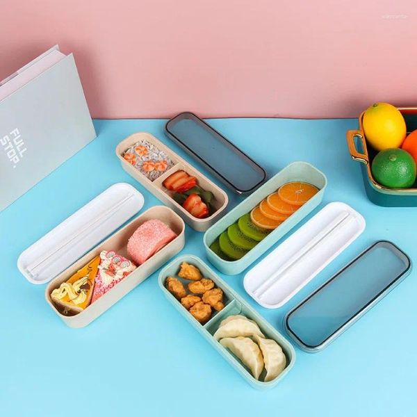 Geschirr Weizenstroh Doppelschicht Lunchbox Student Cafeteria Bento Mikrowelle Heizung Trennwand Isolierung Kunststoff