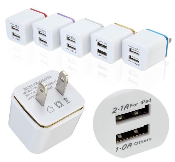 Caricabatterie da muro Dual USB da viaggio Adattatore di alimentazione CA 21A per iphone 7 8 12 13 14 samsung S10 S20 S23 Huawei htc lg telefono Android7435144