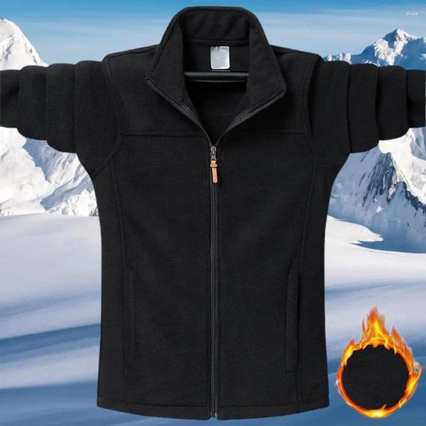 Jaquetas masculinas outono inverno casaco gola pescoço proteção jaqueta zíper fechamento manga longa grosso quente macio solto casual