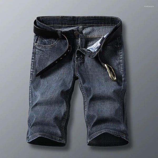 Herren Jeans Hohe Qualität Männer Denim Kurze Dünne Lässige Marke Cooles Design Sommer Hosen Elastische Dünne Tägliche Hosen Blau Schwarz